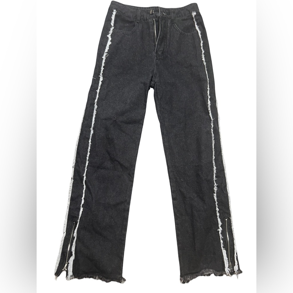 Black Straight Leg Jeans with trim